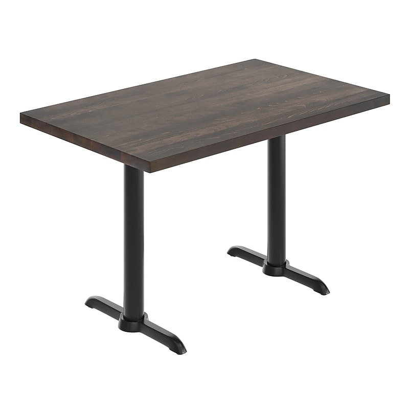 Flash Furniture Bennett Wooden Commercial Indoor Table, 48" x 30", Dark Brown Top/Black Base, (GSF3048DBT0522) image 1