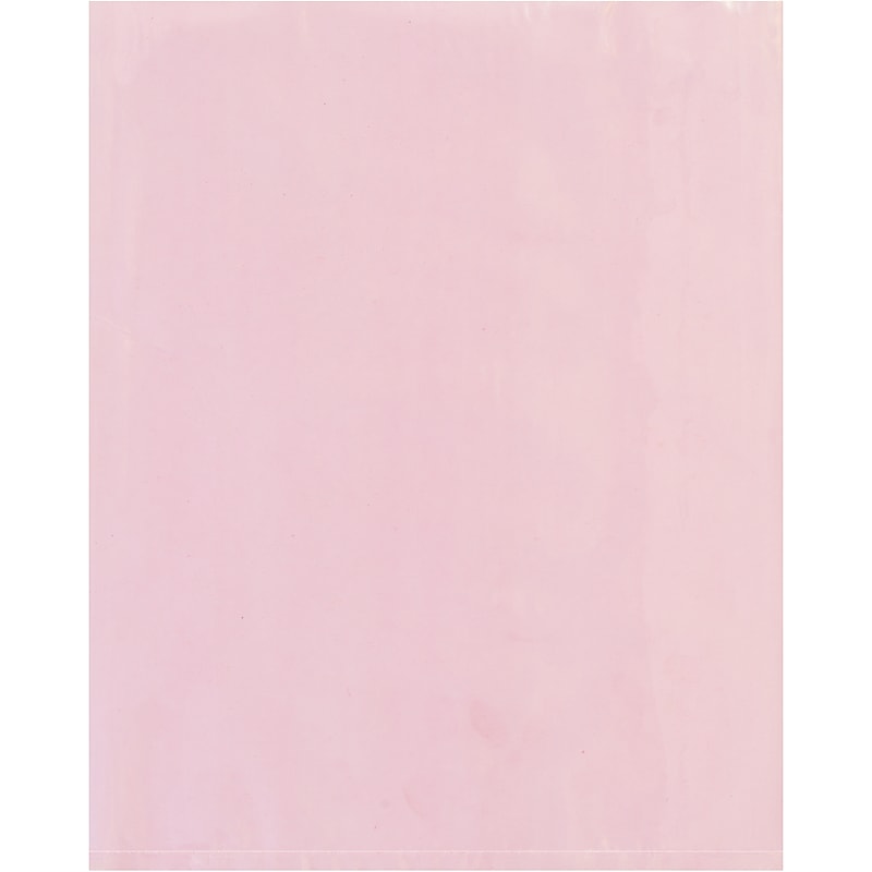 18" x 24" Antistatic Layflat Poly Bags, 4 Mil, Pink, 250/Carton (PBAS1260) image 1