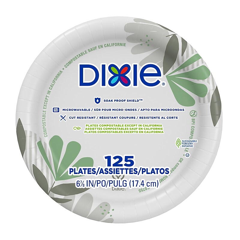 Dixie Pathways 7" Paper Plates, Multicolor, 125/Pack (UX7WS) image 1