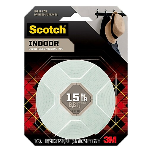 Scotch DoubleSided Indoor Mounting Tape, 1 in x 3.47 yds, White, 1
