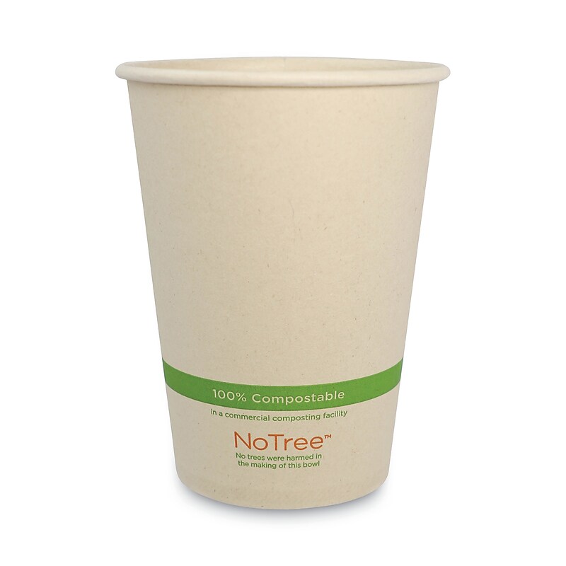 World Centric No Tree Paper Bowls, 32 oz, 4.4" Diameter x 5.8"h, Natural, Sugarcane, 500/Carton (WORBOSU32) image 1
