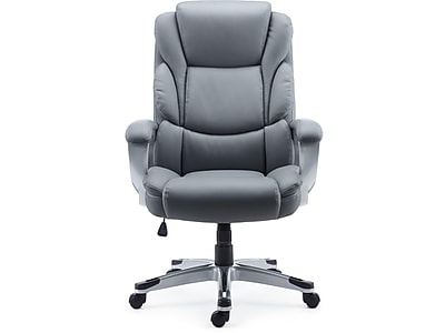 Staples Mcallum Fixed Ergonomic Faux Leather Swivel Managers Chair, Gray (58066-CC) Simolary simolary.com
