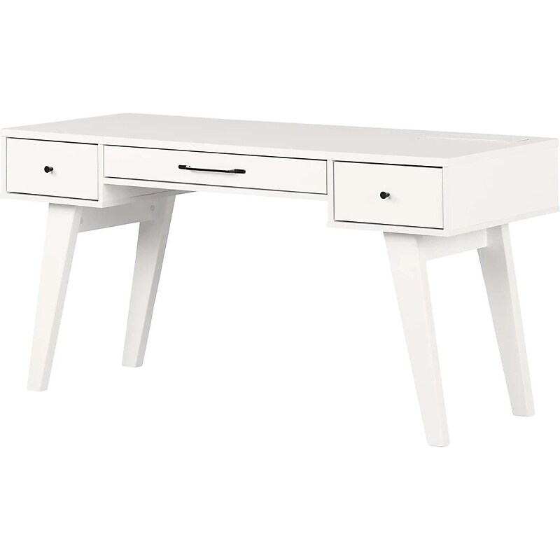 South Shore Helsy 60"W Computer Desk with Power Bar, Pure White (14668) image 1