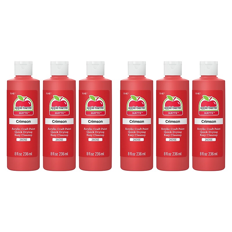 Apple Barrel Acrylic Paint Matte, 8oz., Crimson, 6/Pack (APP2605E-6) image 1