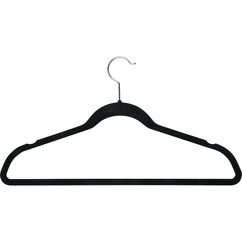 Honey-Can-Do Metal Slim-Profile Nonslip Velvet Hanger, Black, 35/Pack (HNG-08656) image 1