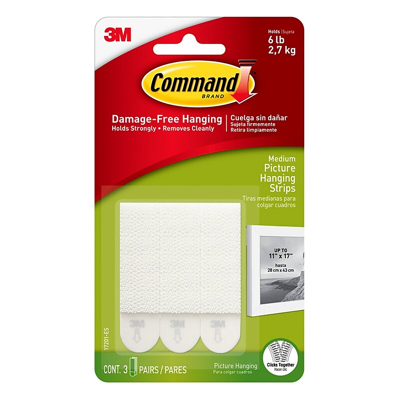 Command Medium Hanging Strips, 6 lb., White, 3/Pack (17201-ES) image 1