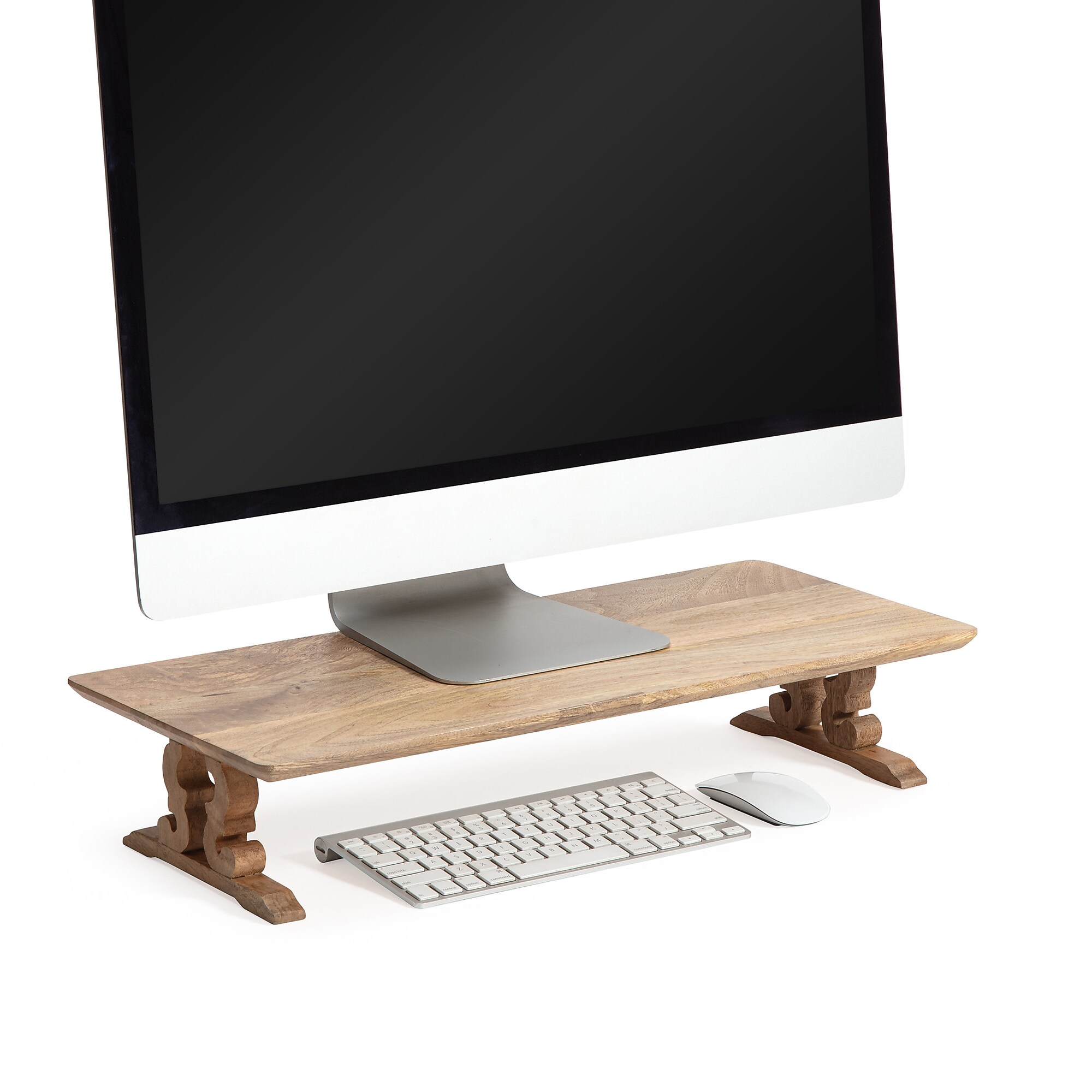 Anji Mountain Acacia Wood Monitor Stand, Up to 32″ Monitor, Natural (MS-MNG-02MNG) Sansujyuku sansujyuku.com