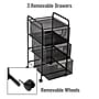 Mind Reader 3-Removable Drawer Multi-Purpose Rolling Storage Cart with Wheels, Metal, Black (3VERTM-BLK)~#|#~9DC0C17C-F589-4E42-8D19C6F352B6D7B1_sc7