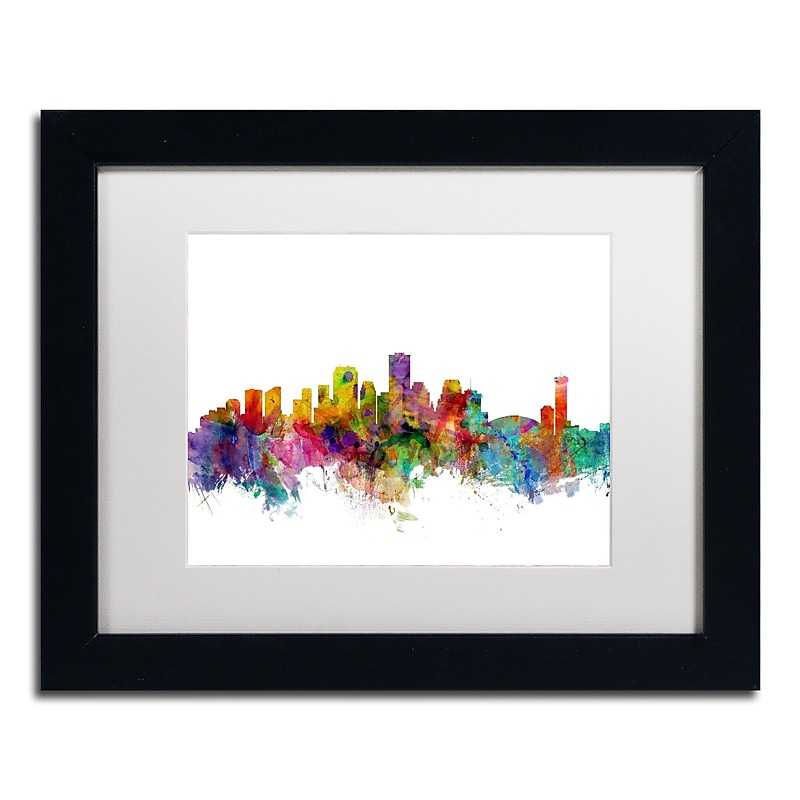 Trademark Fine Art ''New Orleans Louisiana Skyline'' by Michael Tompsett 11" x 14" White Matted Black Frame (MT0571-B1114MF) image 1