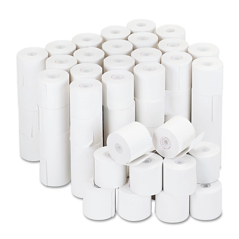 Universal Bond Adding Machines & Calculator Paper Rolls, 2 1/4" x 126', 100 Rolls/Pack (UNV35705) image 1