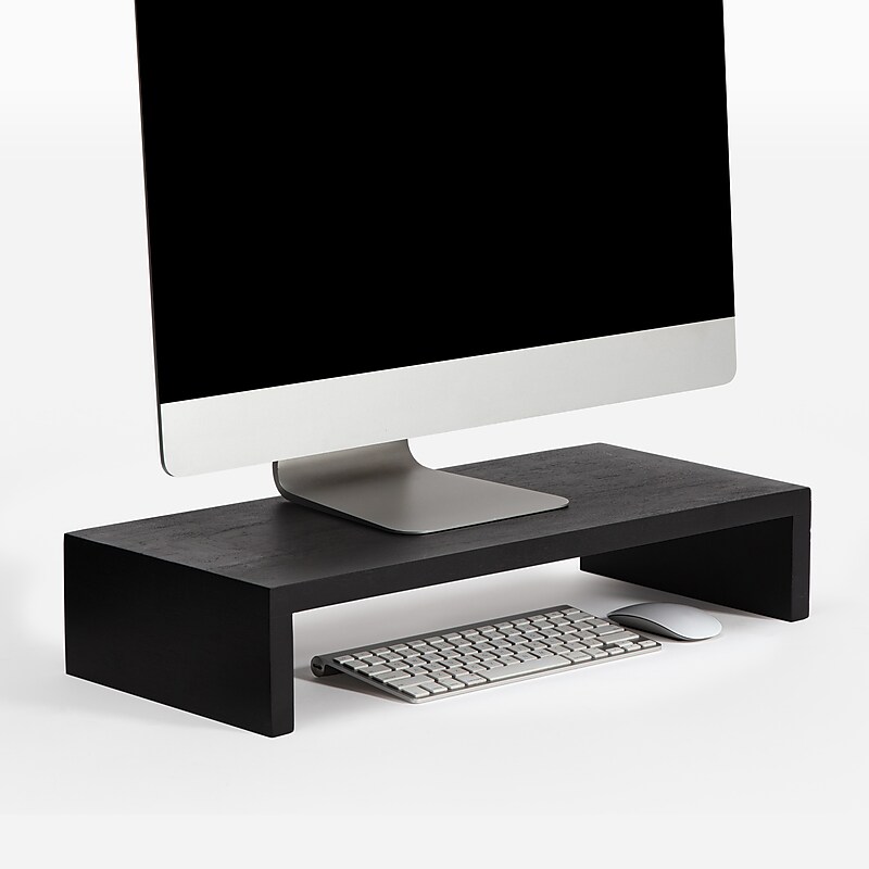 Anji Mountain Mango Wood Monitor Stand, Up to 32" Monitor, Black (MS-FNG-BLK) image 1