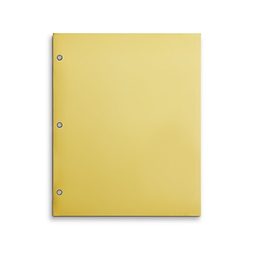 Staples 3-Hole Punched 4-Pocket Paper Presentation Folder, Yellow