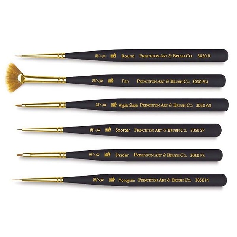 Princeton Mini-Detailer Mixed Media Synthetic Brushes, Black, 6/Pack (PBXP30506SET) image 1