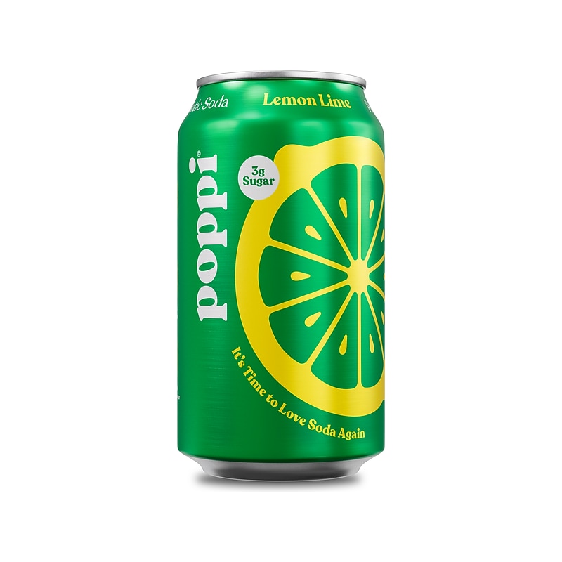 Poppi Prebiotic Lemon-Lime Soda, 12 fl. oz., 12 Cans/Case (XNA71034) image 1
