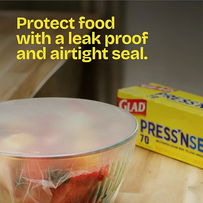 Glad Press'N Seal Plastic Food Wrap, 70 Sq. Ft. Roll, 12/Carton