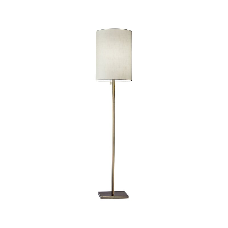 Adesso Liam 60.5" Antique Brass Floor Lamp with Light Beige Cylinder Shade (1547-21) image 1