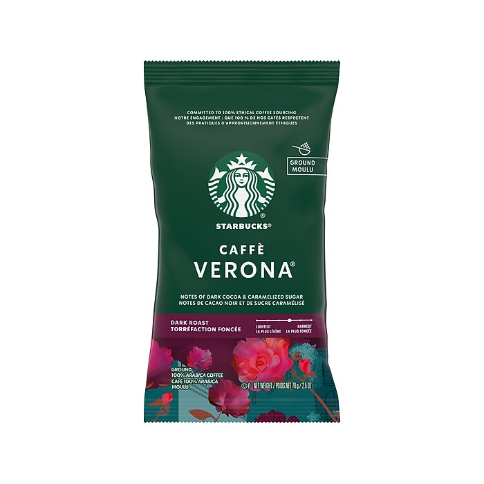 Starbucks Caffe Verona Ground Coffee Packet, Dark Roast, 2.5 oz
