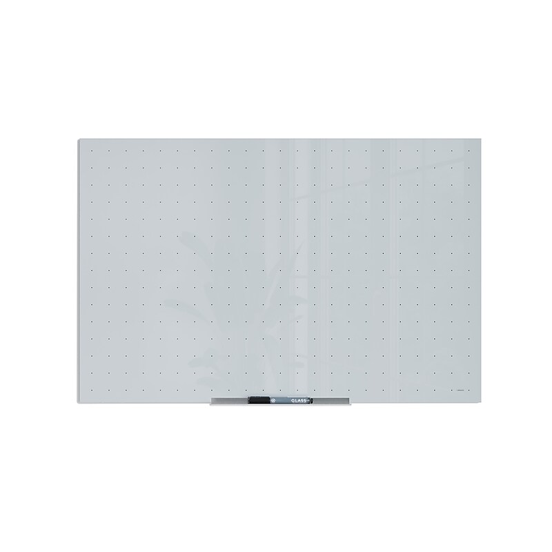 U Brands Floating Glass Ghost Grid Dry Erase Board, Frameless, 3' x 2' (2798U00-01) image 1