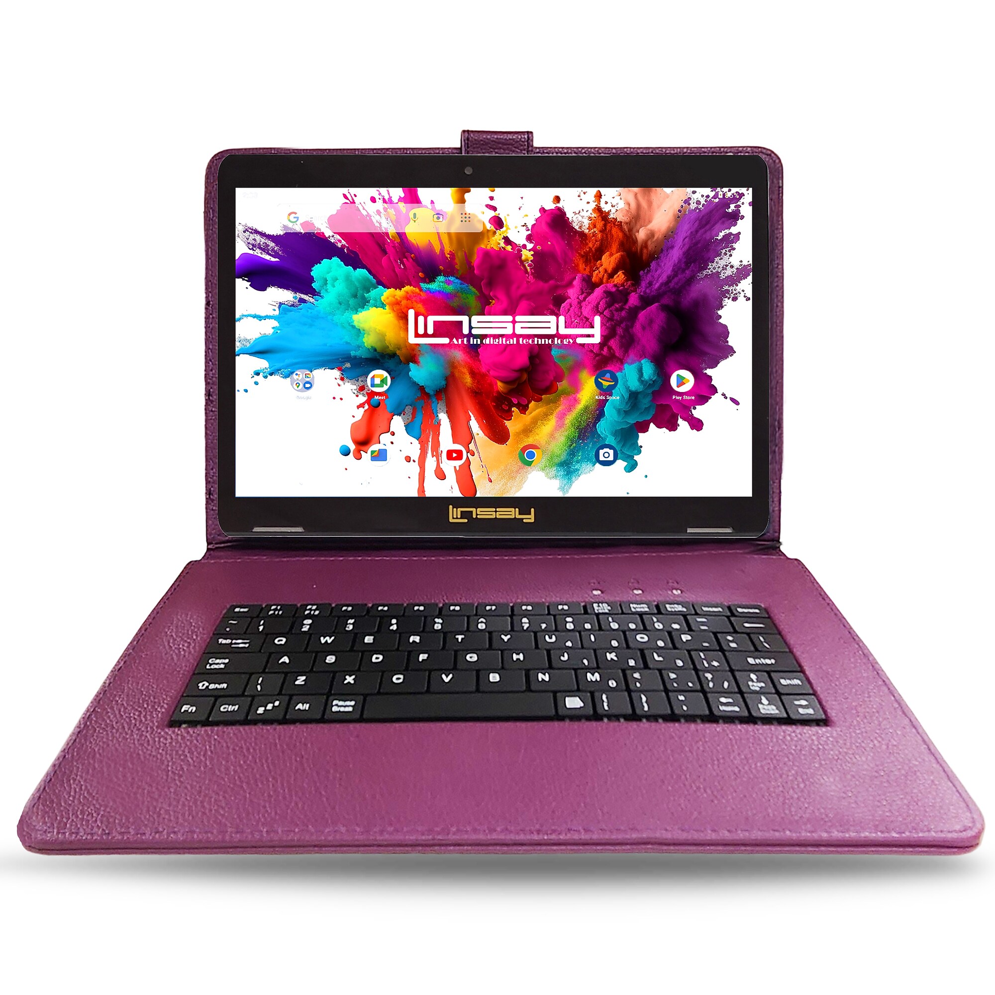 Linsay Octa Core 10.1″ Tablet, 128GB Storage, Android 15, Bundled with Purple Keyboard (F10IPGKEYPUR) Sansujyuku sansujyuku.com