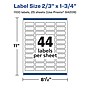 Avery Laser/Inkjet Rectangle Waterproof Multipurpose Labels, 1.75"  x 0.6667", White, 1100/Pack (94209)~#|#~9E2E78FC-4BA9-4410-84A11939832E528F_sc7