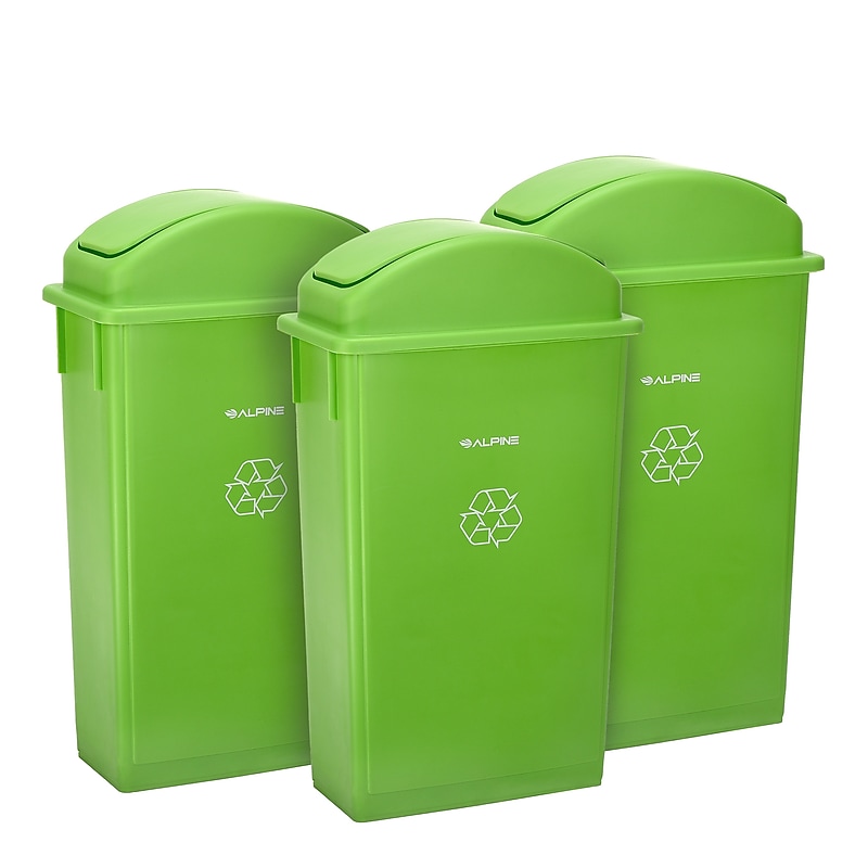 Alpine Industries Polypropylene Recycling Bin, 23 Gallon, Lime Green, 3/Pack (ALP4778-1-LGRN-3) image 1