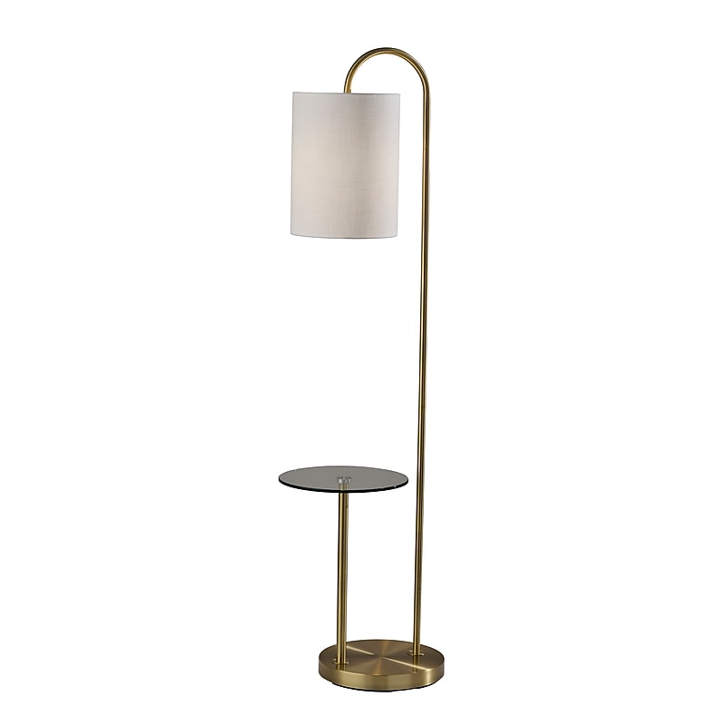 Adesso Amira 64"H Antique Brass Floor Lamp with Drum Shade (4062-21) image 1