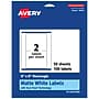 Avery Laser/Inkjet Multipurpose Labels, White, 2 Labels/Sheet, 50 Sheets/Pack (94257-WMP50)~#|#~9E38887F-BBE5-4BAB-A039C305D3558E4B_sc7