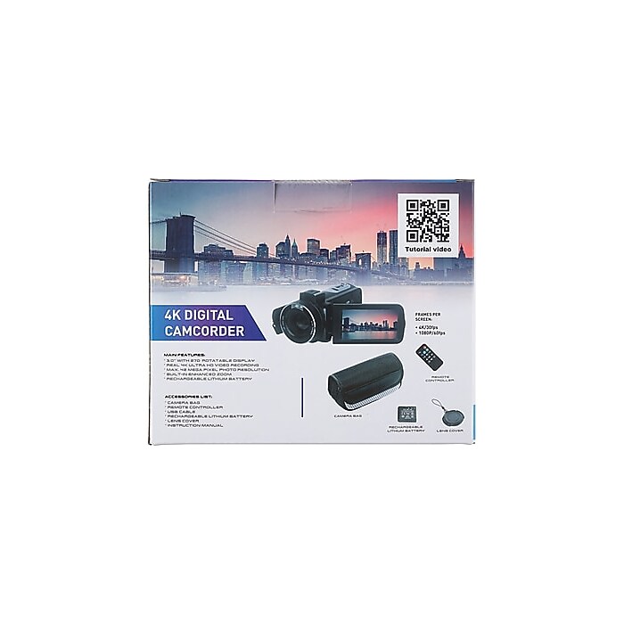 Vivitar DVR E401 42MP 4K Digital Camcorder, Black (DVRE401-BLK-STK