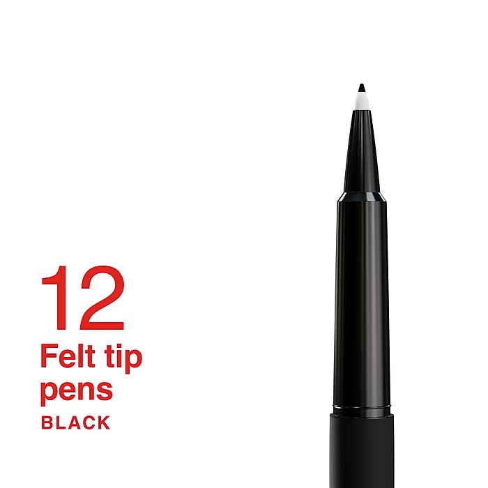 Staples Inspire Felt Tip Pen, Medium Point, 0.7mm, Black Ink