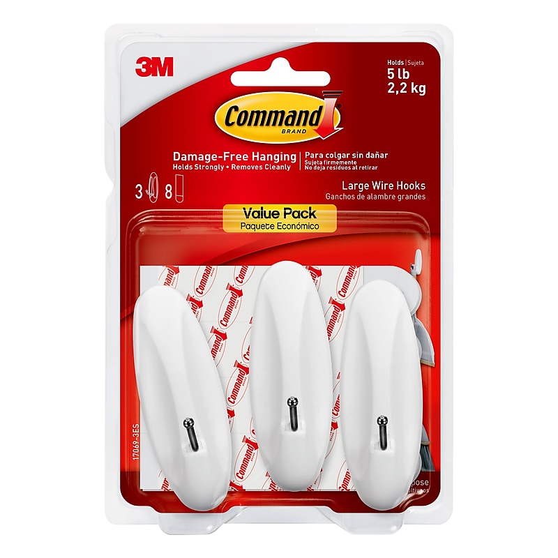 Command Large Wire Hook, 5 lb., White, 3/Pack (17069-3ES) image 1