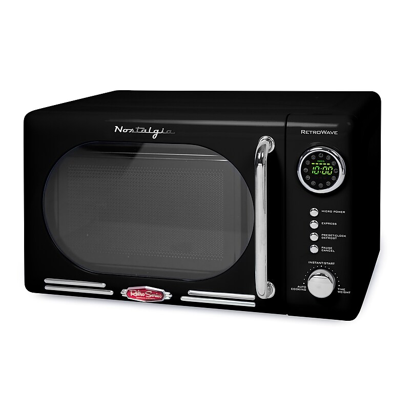 Nostalgia Retro 0.7 Cubic Foot Countertop Microwave, Black (NRMO7BK6A) image 1