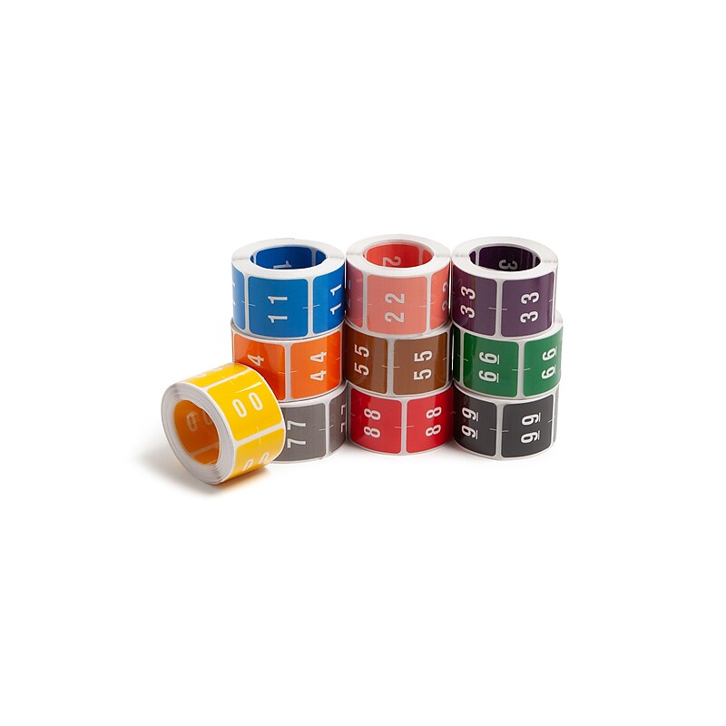 Smead DCC Identification & Color Coding Label 0-9, 1-1/2" x 1-1/2", Assorted Color, 250/Roll, 10 Rolls/Bx (67430) image 1