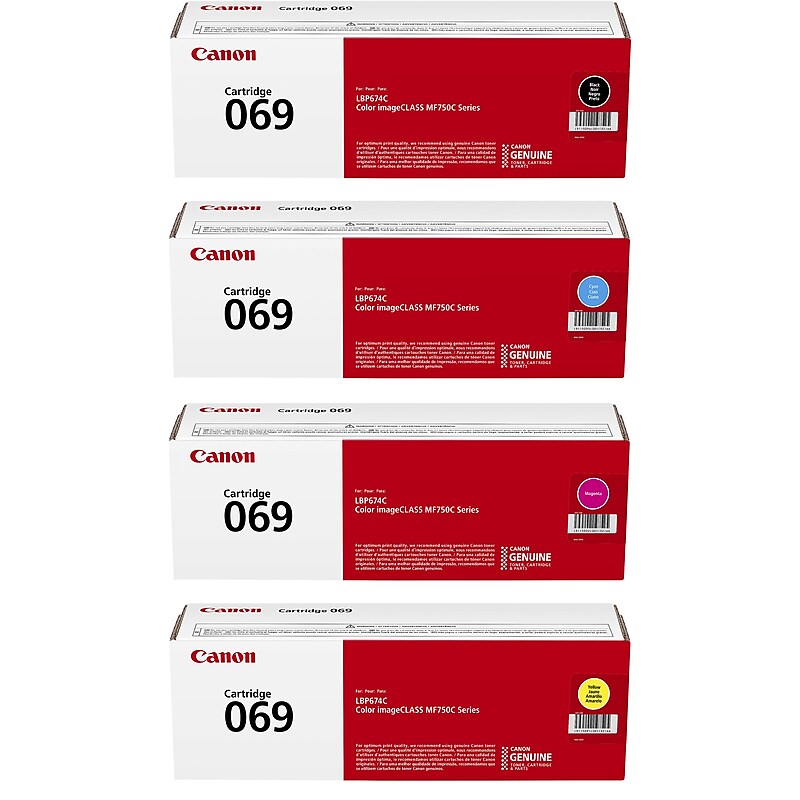 Canon 069 Black/Cyan/Magenta/Yellow Standard Yield Toner Cartridges, 4/Pack (CRG069CMYK-STP) image 1