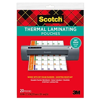 Scotch® Thermal Dry Erase Laminating Pouches, Letter Size, 8.9" x 11.4", 20/Pack (TP3854-20DE)