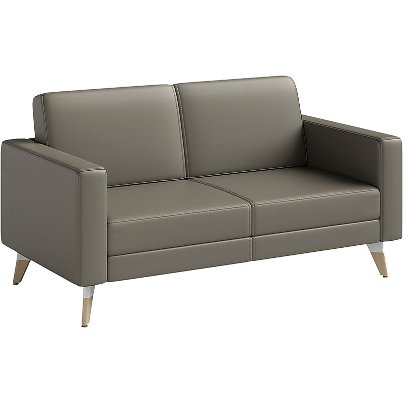 Safco Resi 54" Vinyl Lounge Settee, Gray (1731RESFEET4PKGR) image 1