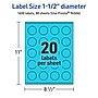 Avery Laser/Inkjet Multipurpose Circle Labels, 1.5" Dia., Bright Blue, 1600/Box (94506)~#|#~9E5A0250-AE56-49C1-B49DC285A45A87F3_sc7
