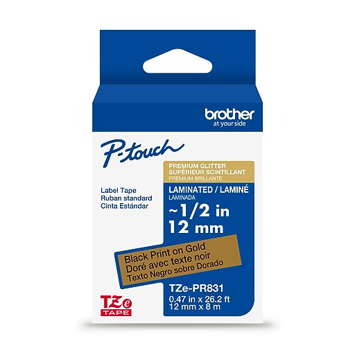 Brother P-touch Premium Glitter Laminated Label Tape, 0.47