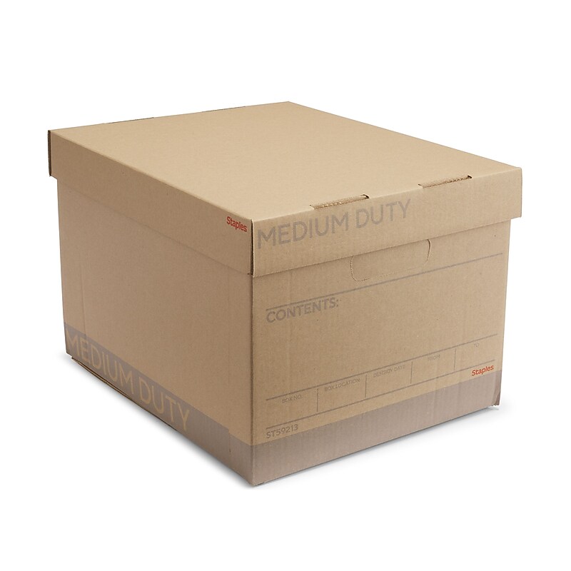 Staples Medium Duty File Box, Lift Off Lid, Letter/Legal, Brown/Gray, 12/Carton (TR59213) image 1