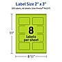 Avery Laser/Inkjet Multipurpose Rectangle Labels, 2" x 3", Bright Green, 320/Pack (94237)~#|#~9E7443E3-0797-4604-BCEBCFDFC829F934_sc7