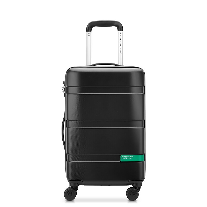 United Colors of Benetton x DELSEY PARIS Now! 19" Hardside Carry-On Luggage with Spinner Wheels, TSA Checkpoint Friendly, Black image 1