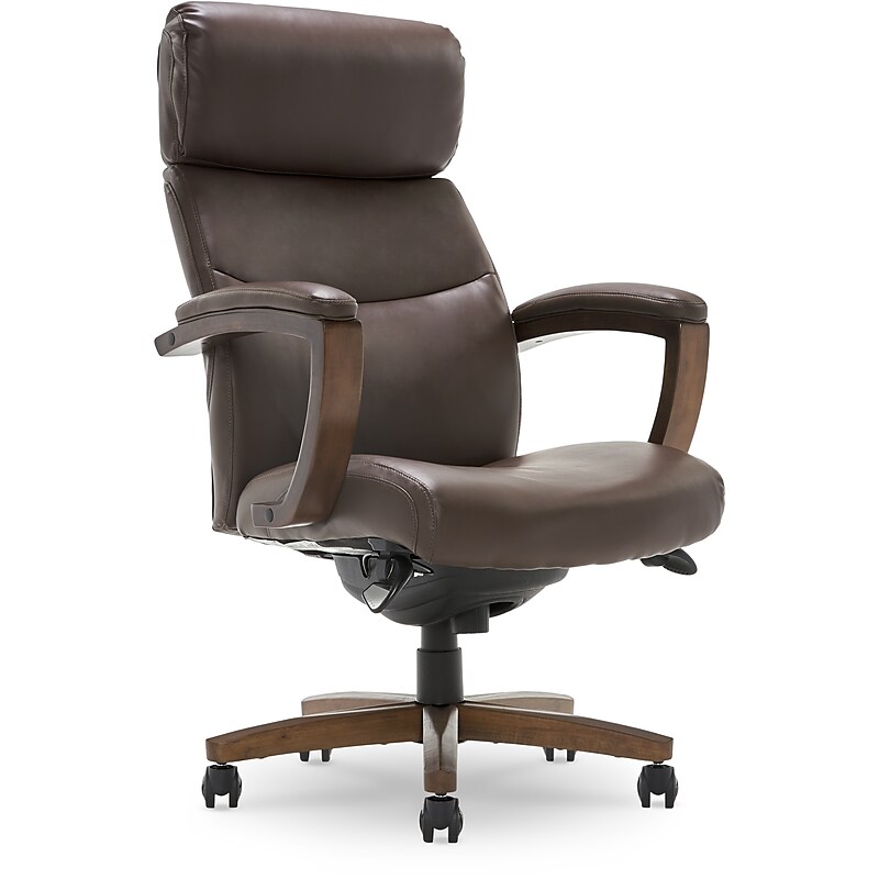 La-Z-Boy Greyson Ergonomic Bonded Leather Swivel Executive Chair, Brown (CHR10086C) image 1