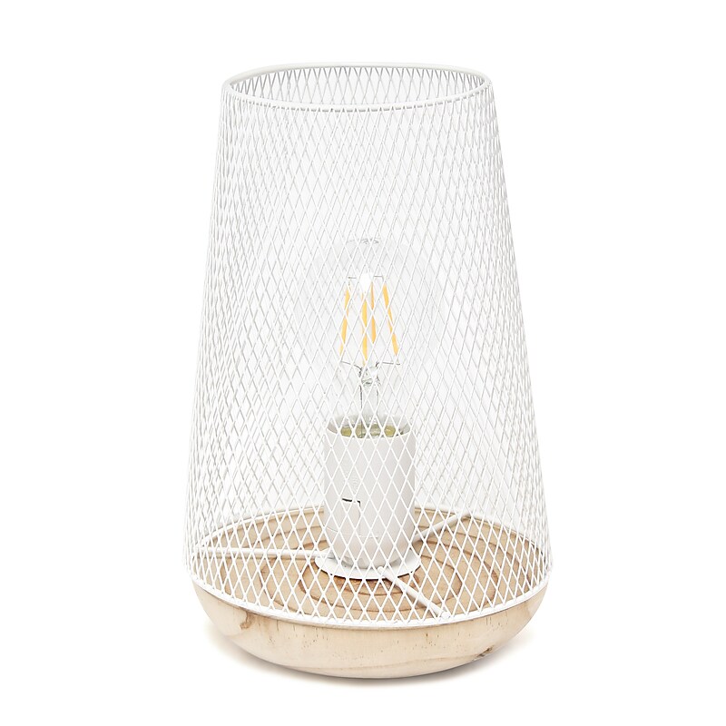 Creekwood Home Industrial Mesh 9" LED Table Lamp, White (CWT-1004-WH) image 1