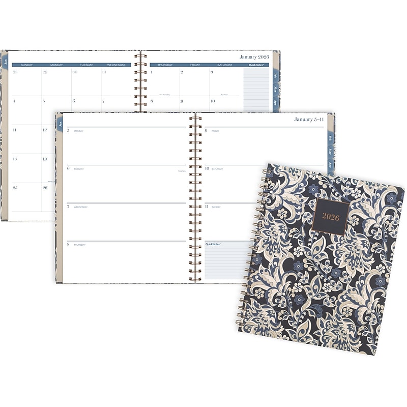 2026 Cambridge Elizabeth 8.5" x 11" Calendar Year Weekly & Monthly Planner, Paperboard Cover, Blue/Cream (1763-905-26) image 1