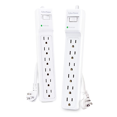 CyberPower B6032PK Essential 6-Outlet Surge Protector, 3 ft. Cord, 600J Surge Suppression, White, 2/Pack Simolary simolary.com