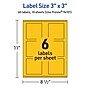 Avery Laser/Inkjet Square Multipurpose Labels, 3" x 3", Bright Yellow, 60/Pack (94101)~#|#~9E91B71D-FBAD-41CF-B51A11A13AA85C2B_sc7