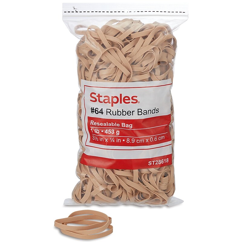 Staples Economy #64 Rubber Bands, 3-1/2"x1/4", 380/Pack (28618-CC) image 1