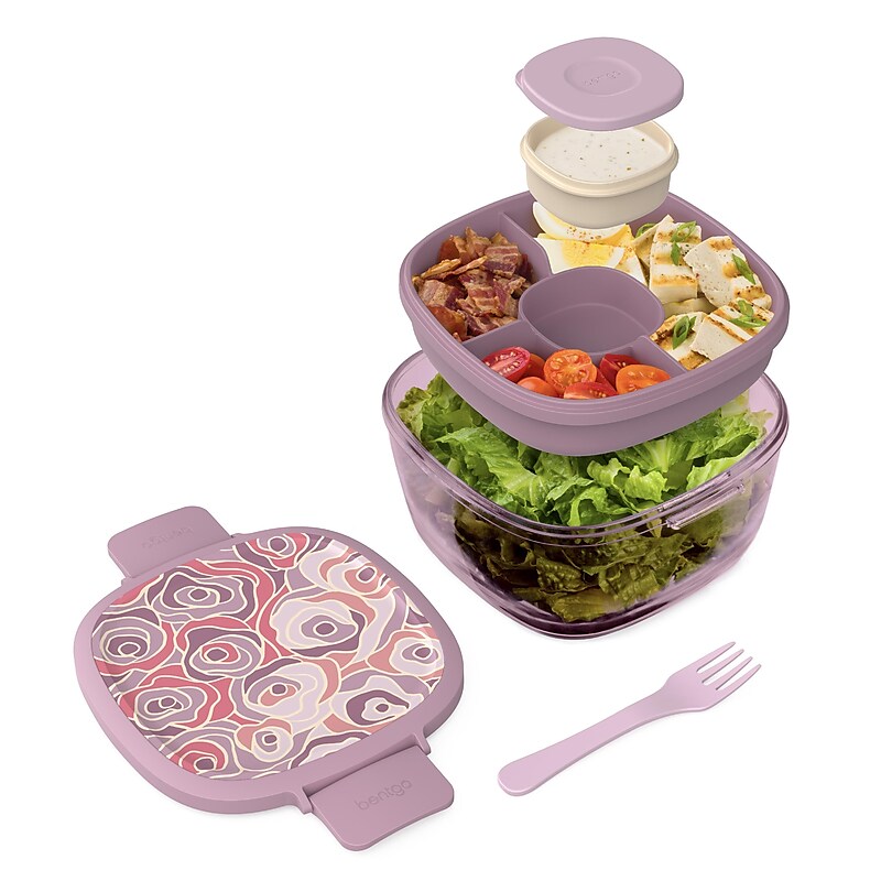 bentgo All-in-One Salad Container, 5-Compartment, Bouquet, 61 oz. (BGLSLPT-FLBQ) image 1