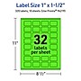 Avery Laser/Inkjet Multipurpose Rectangle Labels, 1" x 1.5", Neon Green, 320/Pack (94219)~#|#~9E9AC83B-2EB6-42FA-B55107A15624C9C0_sc7