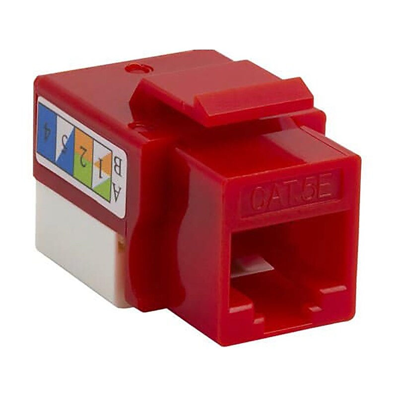4XEM Cable Cat5e Keystone Jack, Red, 10/Pack (4XKJC5ERD10PK) image 1