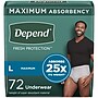 Depend Fresh Protection Adult Incontinence Underwear for Men, Disposable, Large, Grey, 72 Count (54203)~#|#~9EA4350A-921E-4D4D-9E90E8DF87F037FE_sc7
